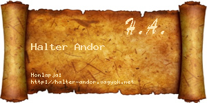 Halter Andor névjegykártya